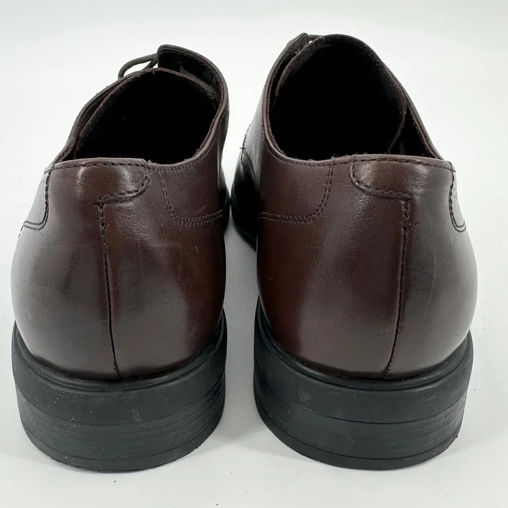 Cole Haan Mens Dark Brown Leather Apron Toe Derby Dress Shoes Size 11 M